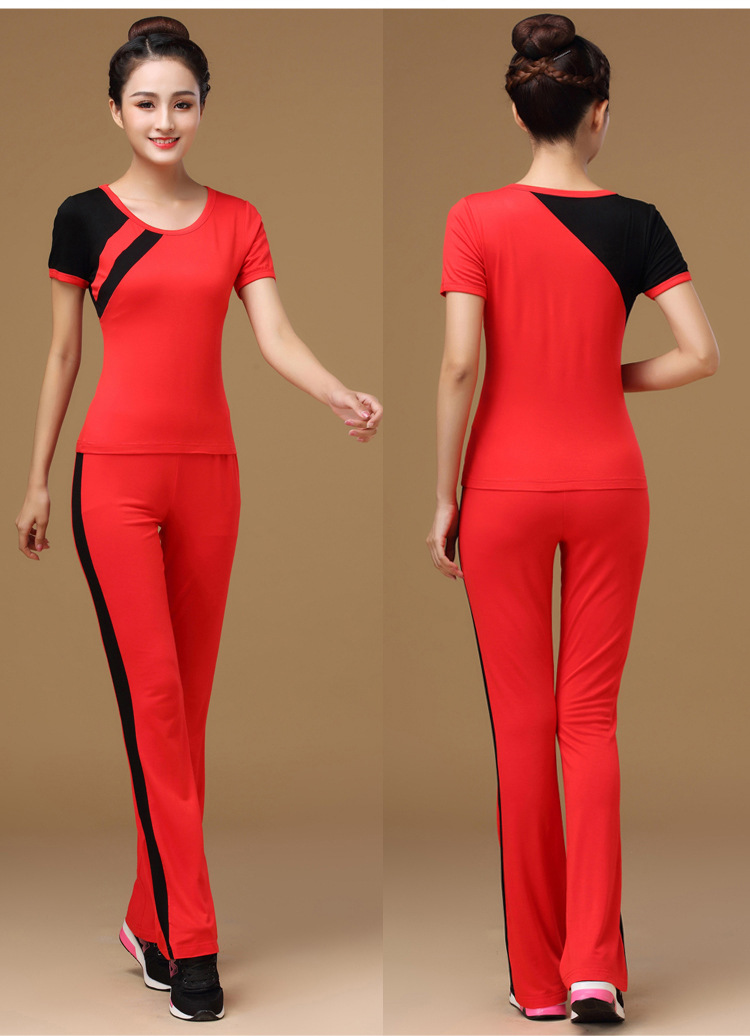 洛神春夏广场舞服装新款套装女大码短袖中老年运动成人演出舞蹈服