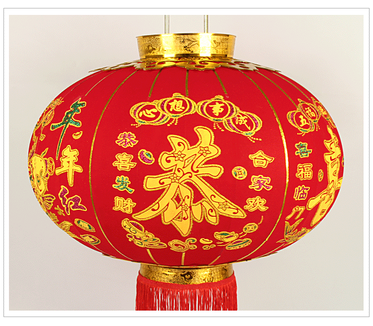 2020鼠新年大红灯笼批发定做植绒布烫金春节装饰户外广告长杆灯笼