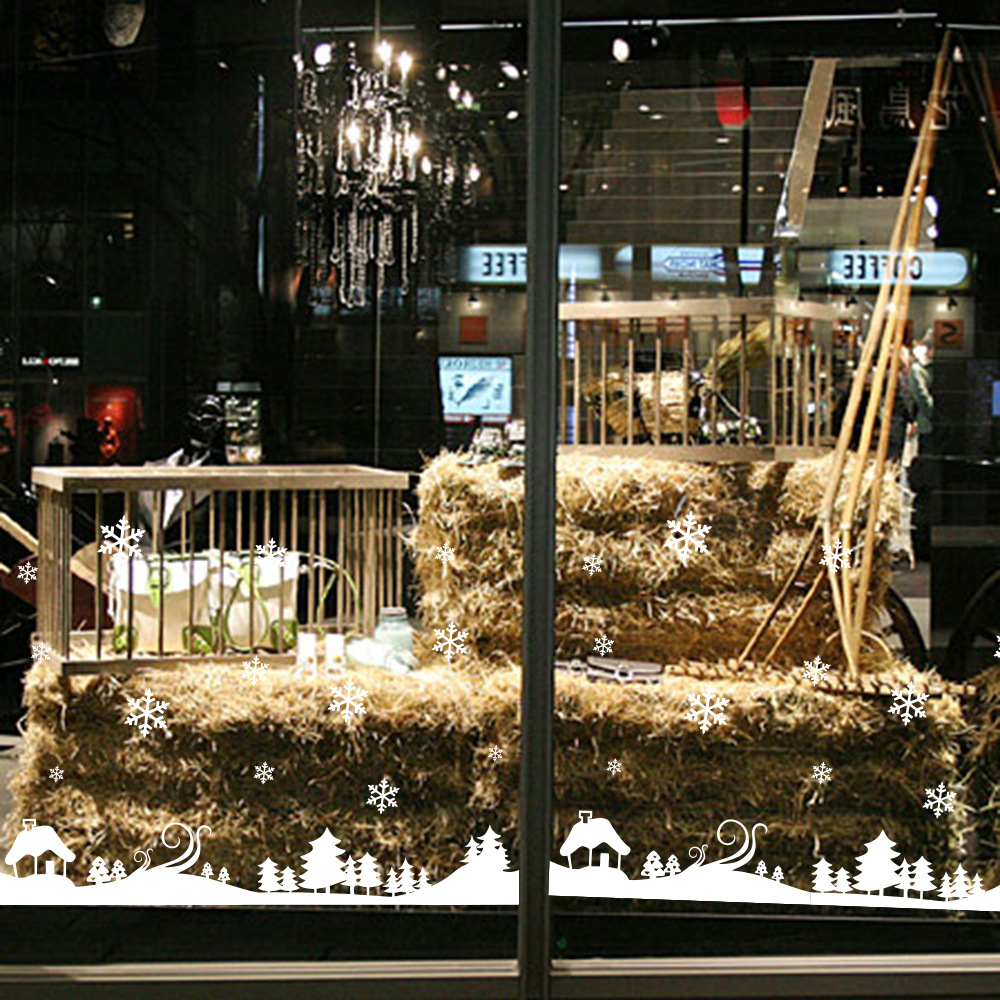 爆款雪花橱窗 窗户玻璃背景圣诞节贴纸创意可移除墙贴sd009