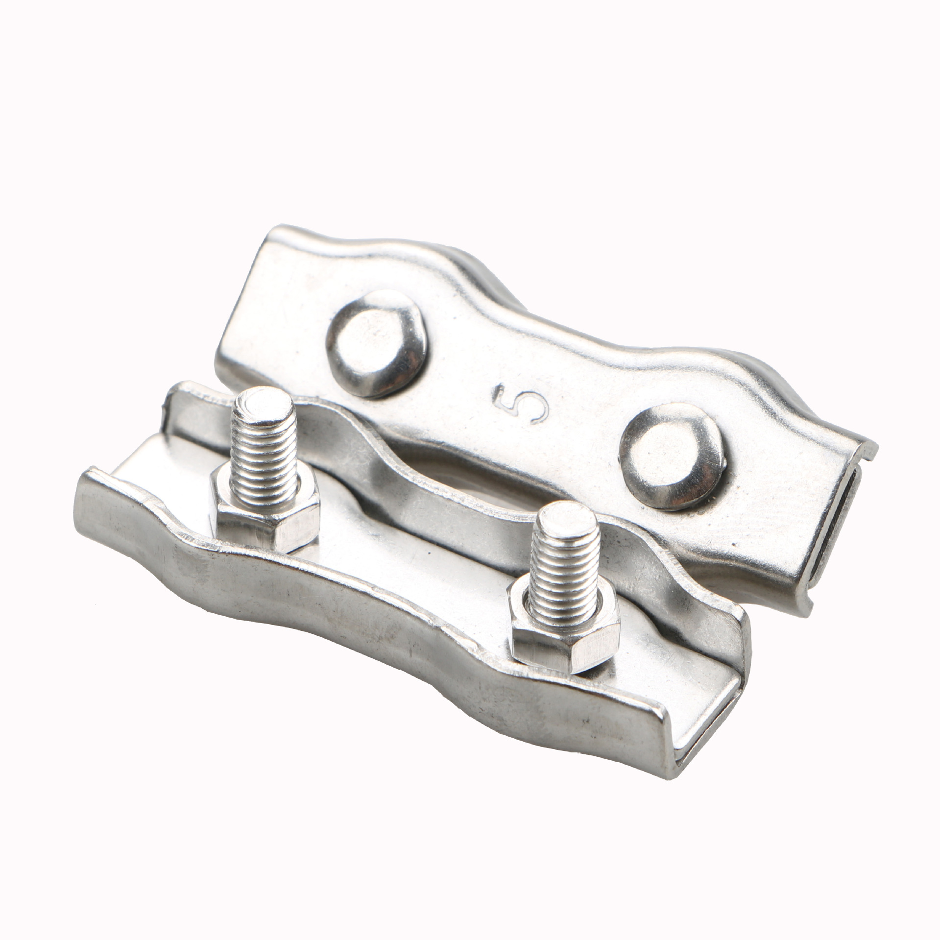 304不锈钢钢丝绳双夹头紧固夹 刹车线夹头卡头卡扣绳卡装饰夹线卡