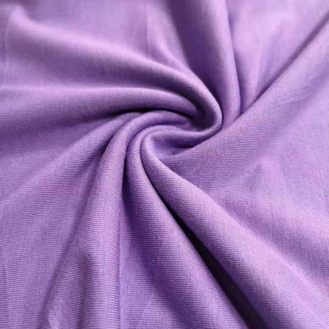 厂家货源莫代尔布料弹力布紫色t恤面料裙里衬女装连身裙睡衣用料