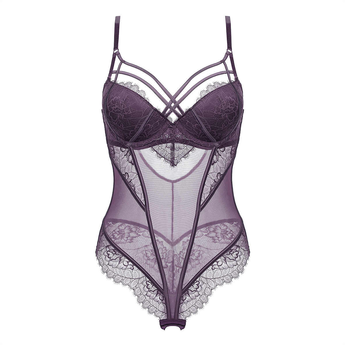 法式性感白色透明蕾丝连体衣带文胸情趣内衣诱惑欧美紧身6668