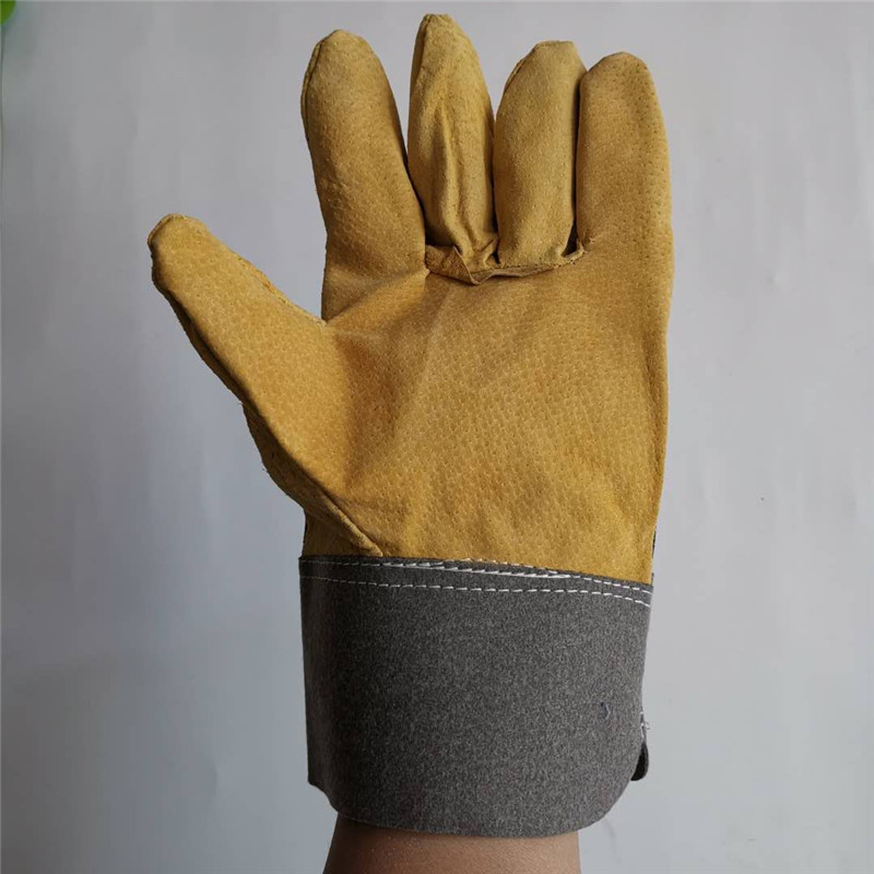 耐磨防护皮手套 电焊防护皮手套 猪二层皮劳保短皮手套电焊皮手套