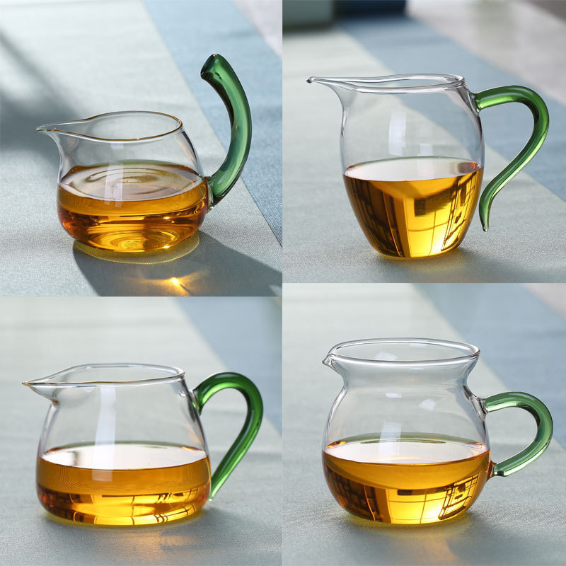 高硼硅玻璃公道杯 批发加厚耐热玻璃茶海玻璃彩b公杯分茶器350ml
