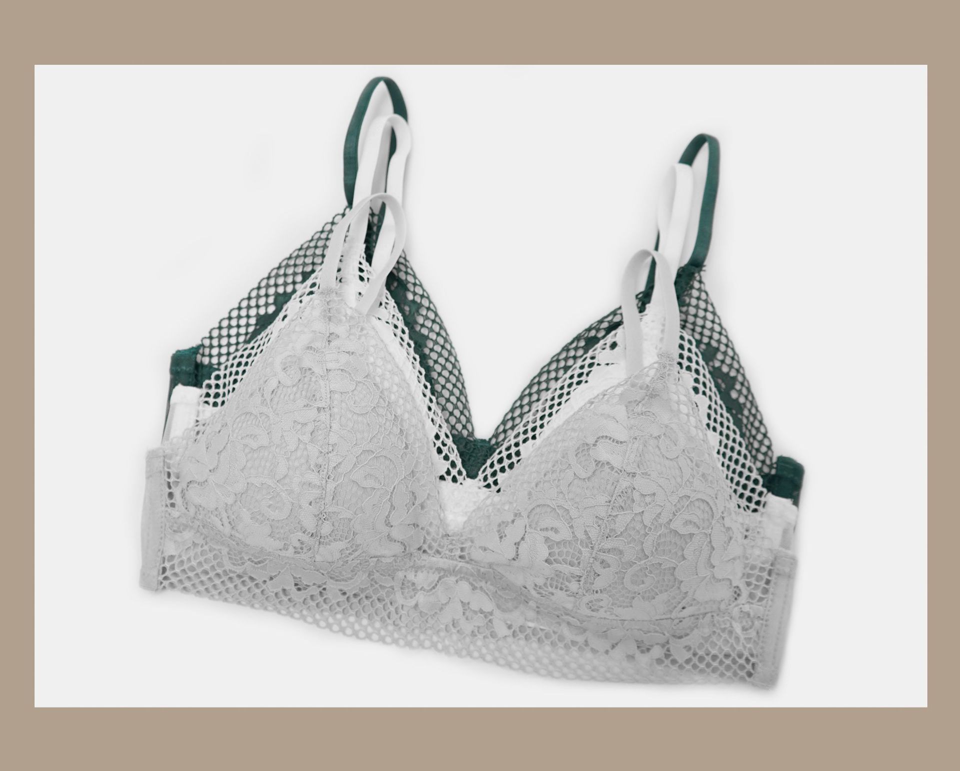 bralette蕾丝三角杯性感法式内衣 无钢圈薄垫小胸女士文胸套装