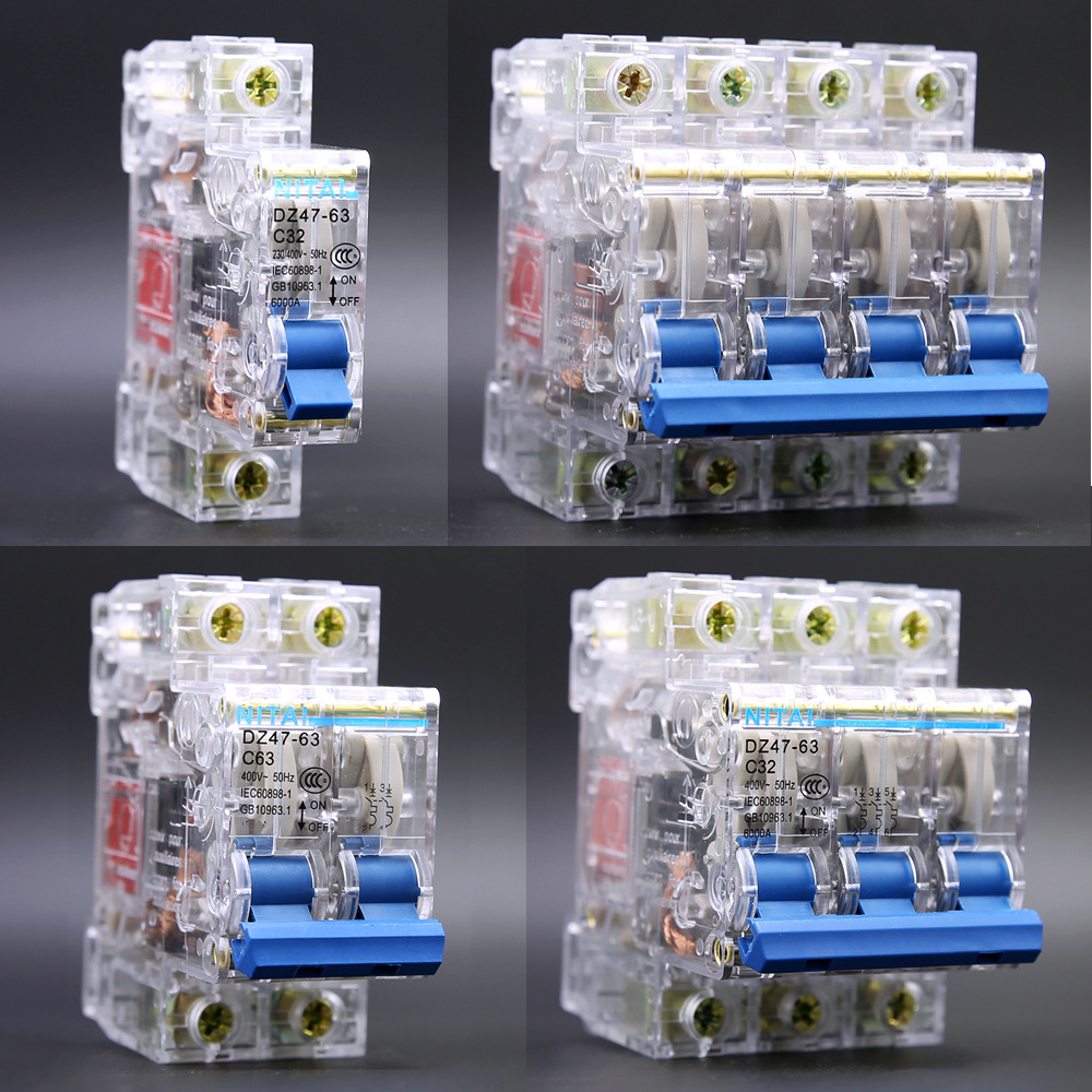c45透明小型断路器过载保护dz47家用短路空开1p2p3p4p空气开关63a