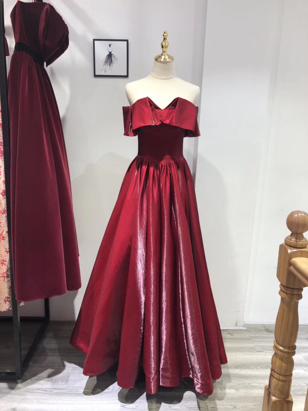 晚礼服女2019新款宴会高贵优雅抹胸红色长款名媛聚会派对连衣裙夏
