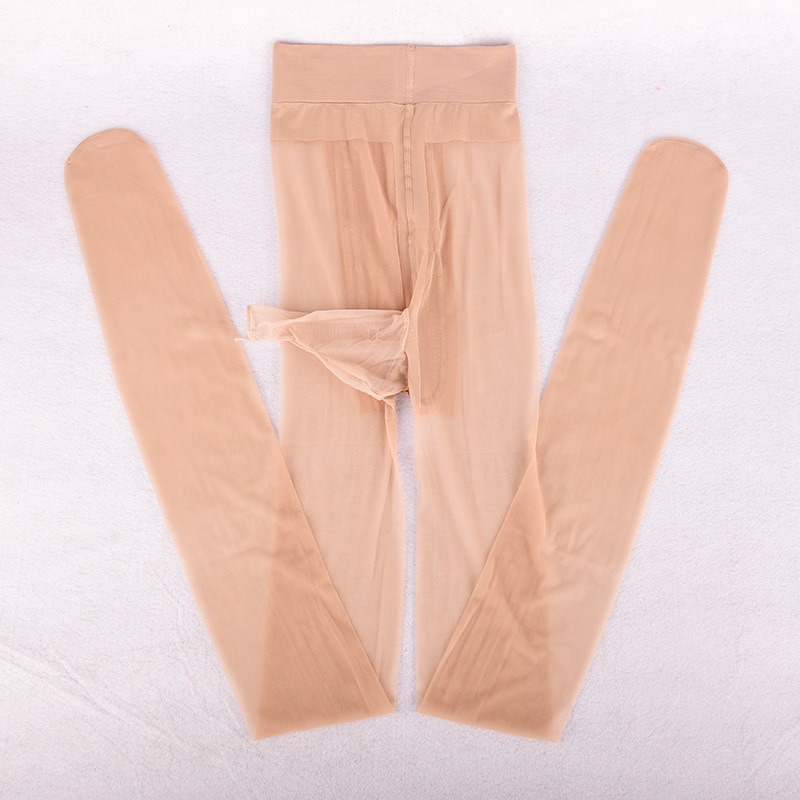 男士隐形丝袜超薄透明珠光油亮套开口象鼻连裤袜男t裆性感打底袜