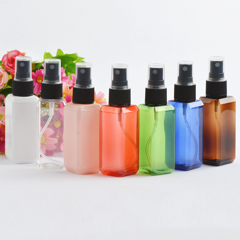 50ml毫升方形彩色塑料瓶细雾喷雾瓶化妆品分装瓶试用装喷瓶pet瓶