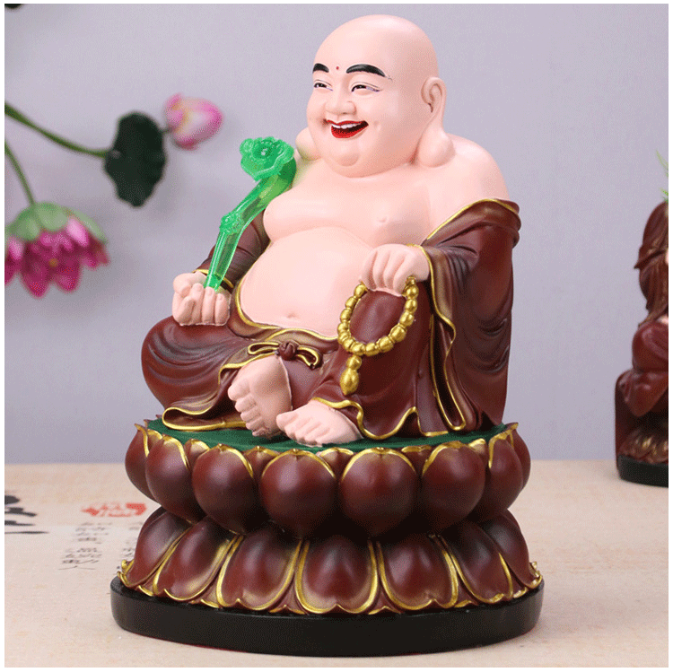 弥勒佛佛像居家供奉小款树脂装饰笑脸弥勒像招财摆件厂家批发供应