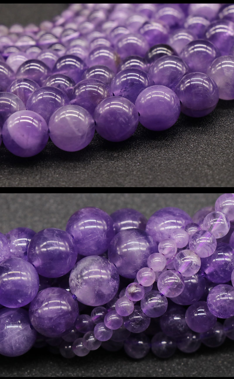 amethyst 天然紫水晶圆珠散珠子diy串珠水晶石饰品配件半成品批发
