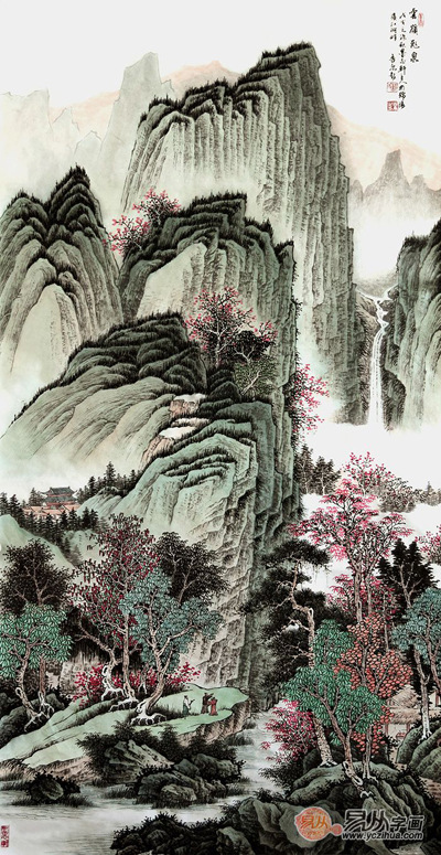 再者山水画中蕴含着极为浓厚的风水含义,山主人丁水主财,就是说山水画