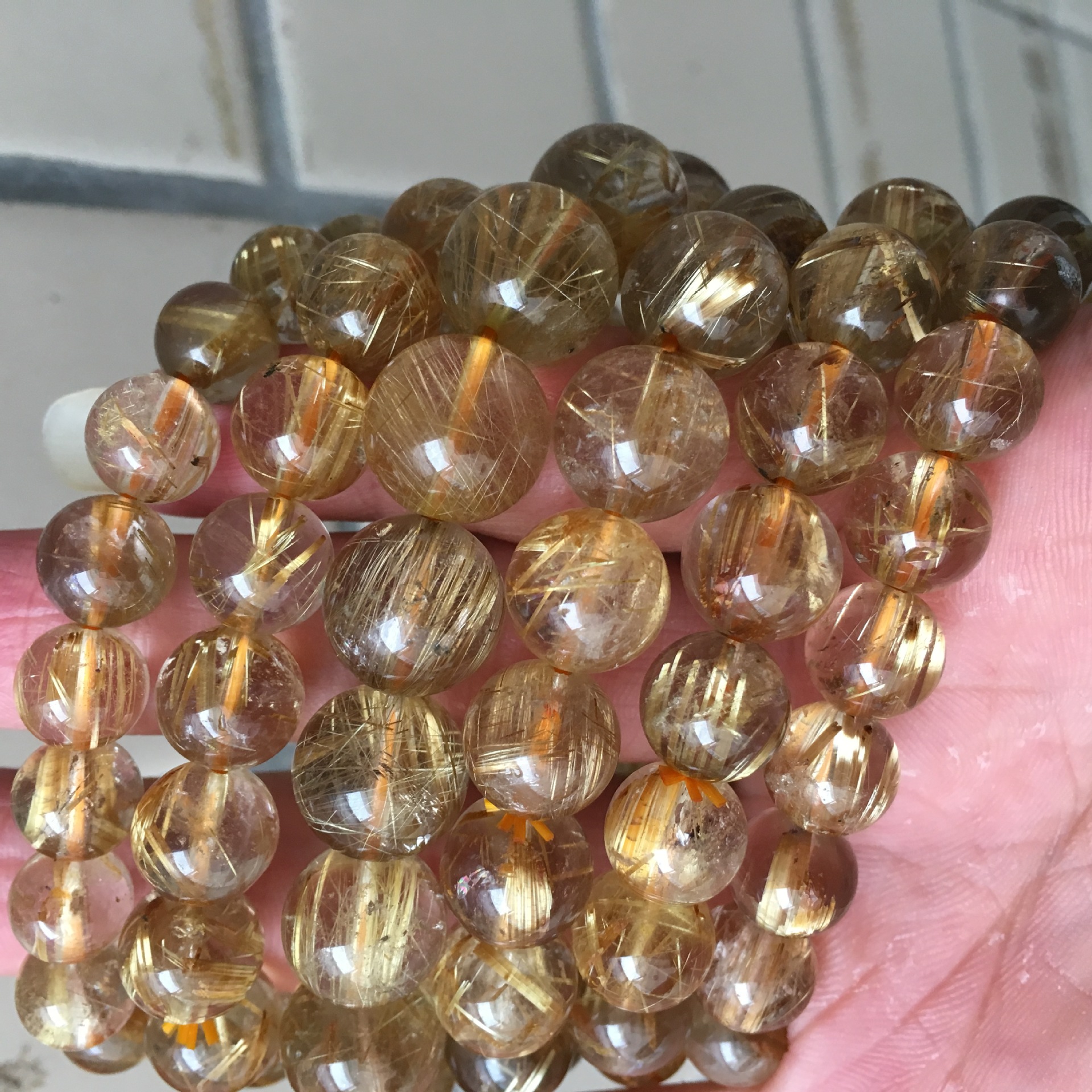 天然金发晶手链发晶手串金丝发水晶链单圈手链厂家批发