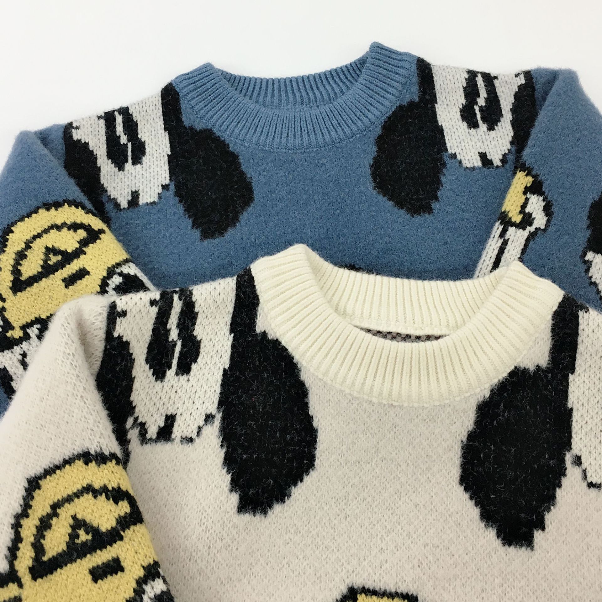 2019新款秋冬圆领儿童线衣可爱米老鼠毛衣男童水貂绒针织衫童装潮