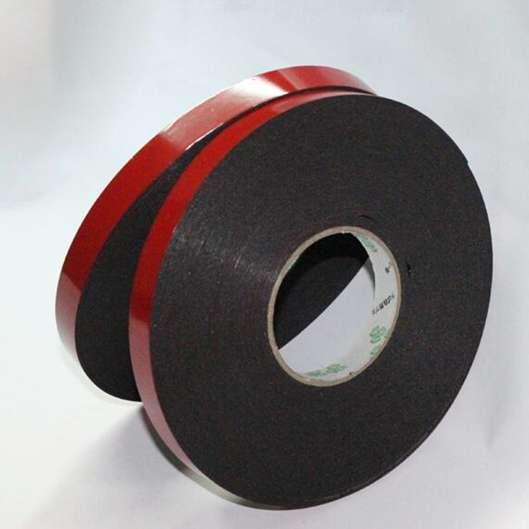 厂家直供红膜黑色pe泡棉双面胶带五金铭板泡沫海绵双面胶