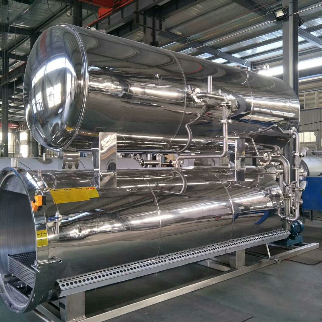 不锈钢双层蒸汽杀菌锅 鸭蛋蒸煮杀菌锅 烧鸡双锅并联杀菌锅