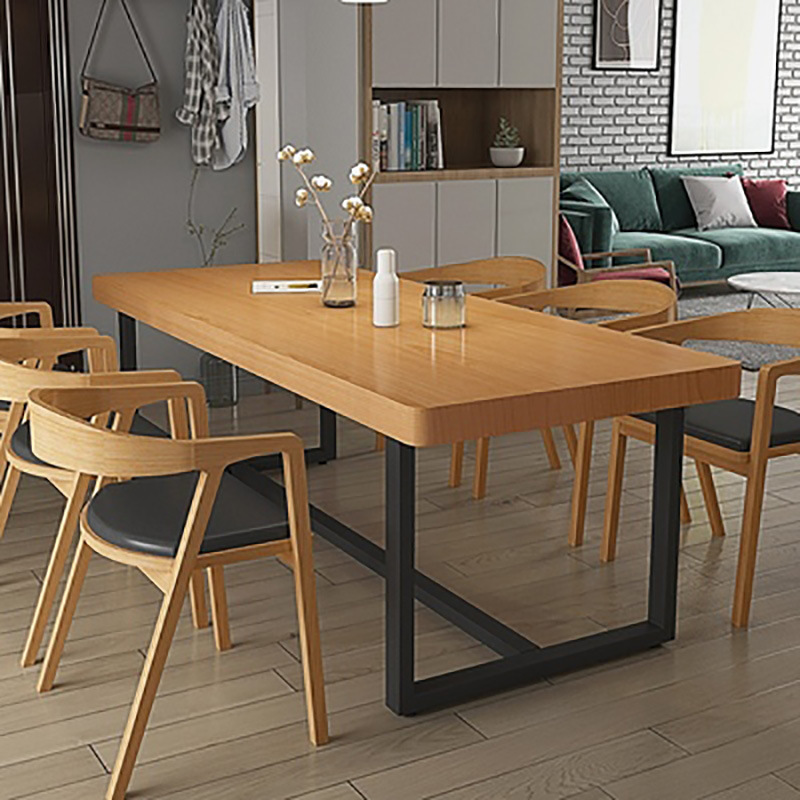 北欧风原木定制餐桌  现代简约饭店铁艺餐桌椅组合小户型吃饭桌子