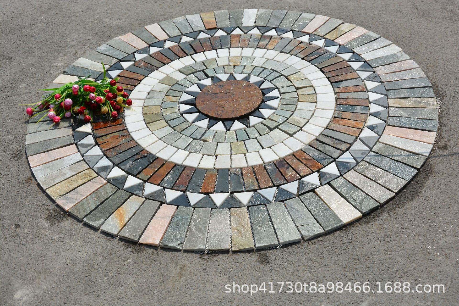 青石板 圆盘防古地砖户外花园石材拼花别墅庭院地砖 过道,阳台砖
