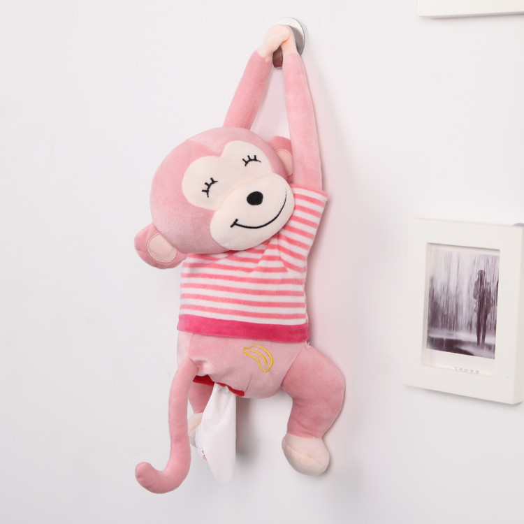 车用创意皮皮猴子纸巾盒汽车车用挂式车载椅背萌萌猴纸巾抽抽纸盒