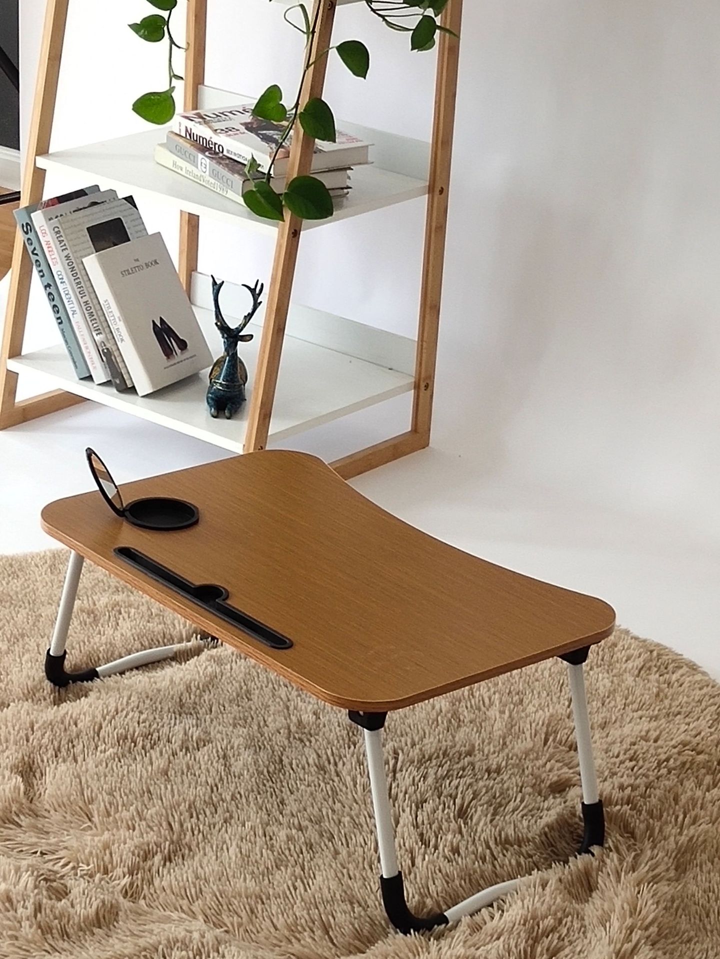 折叠桌折叠电脑桌w腿卡槽杯托化妆镜款床上懒人桌学生用可折叠桌