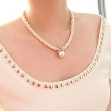 韩国珍珠多层项链女 缠绕麻花珍珠交叉短款颈链 饰品 锁骨链