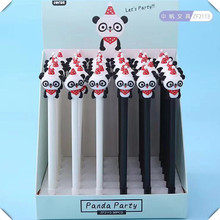 韩版2113圣诞帽熊猫中性笔可爱动物派对小熊硅胶签字笔速干水笔批