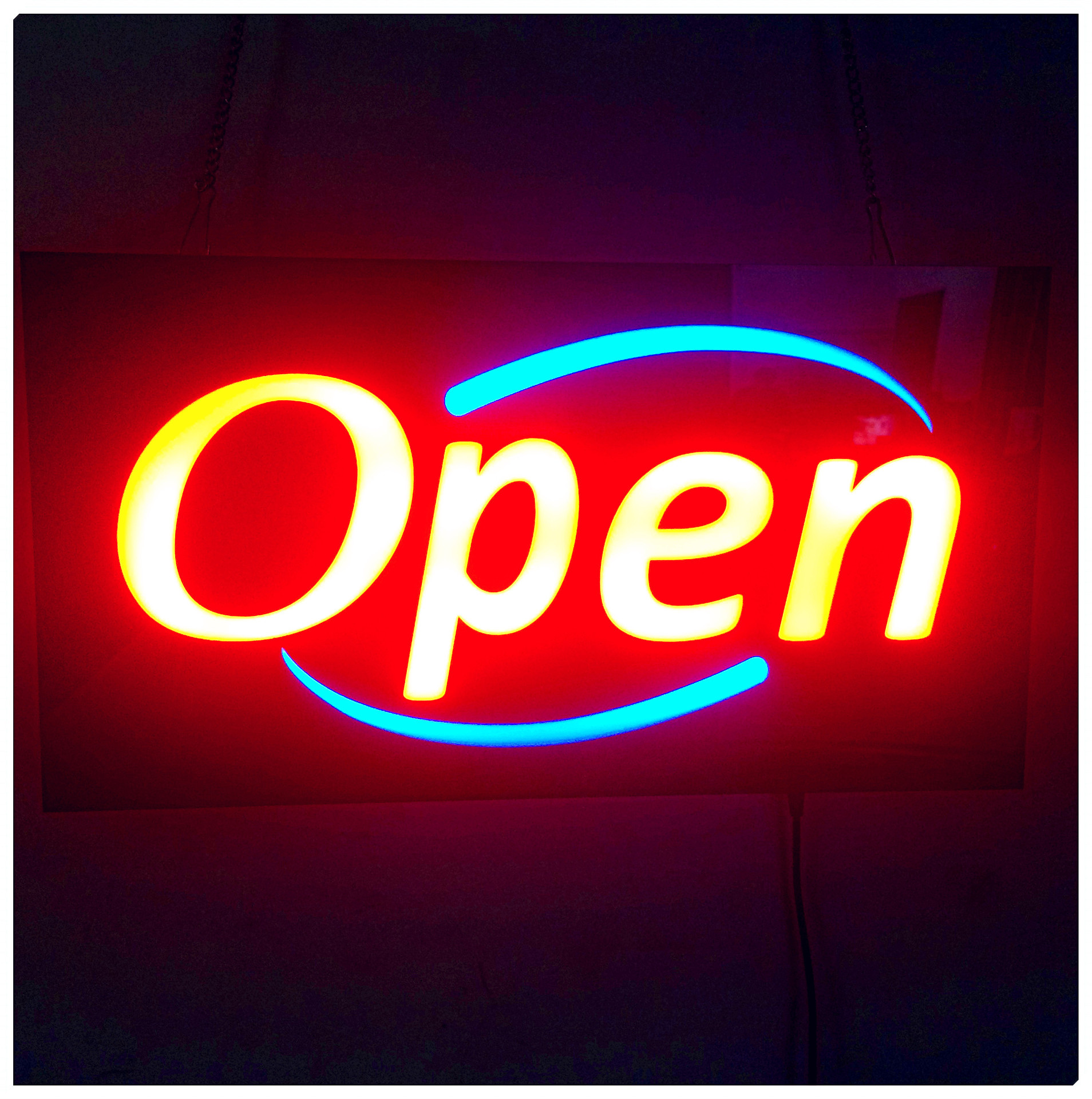 冷光源树脂广告牌 led灯牌opensign 树脂招牌开放时间牌