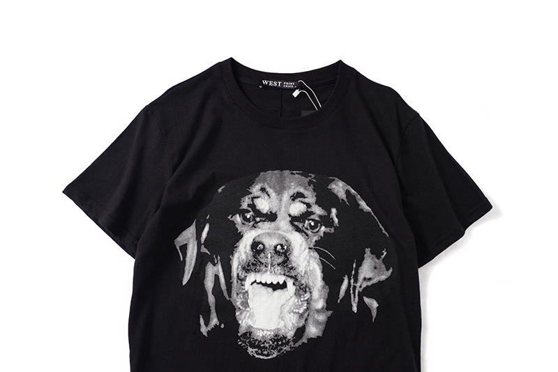 夏新款潮牌黑灰大狗头短袖t恤女男情侣装欧美街头纯棉青少年上衣