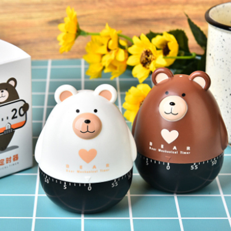 Bear Time Manager Cartoon Cute Mechanical Countdown Reminder Learning Kitchen Timer Timer