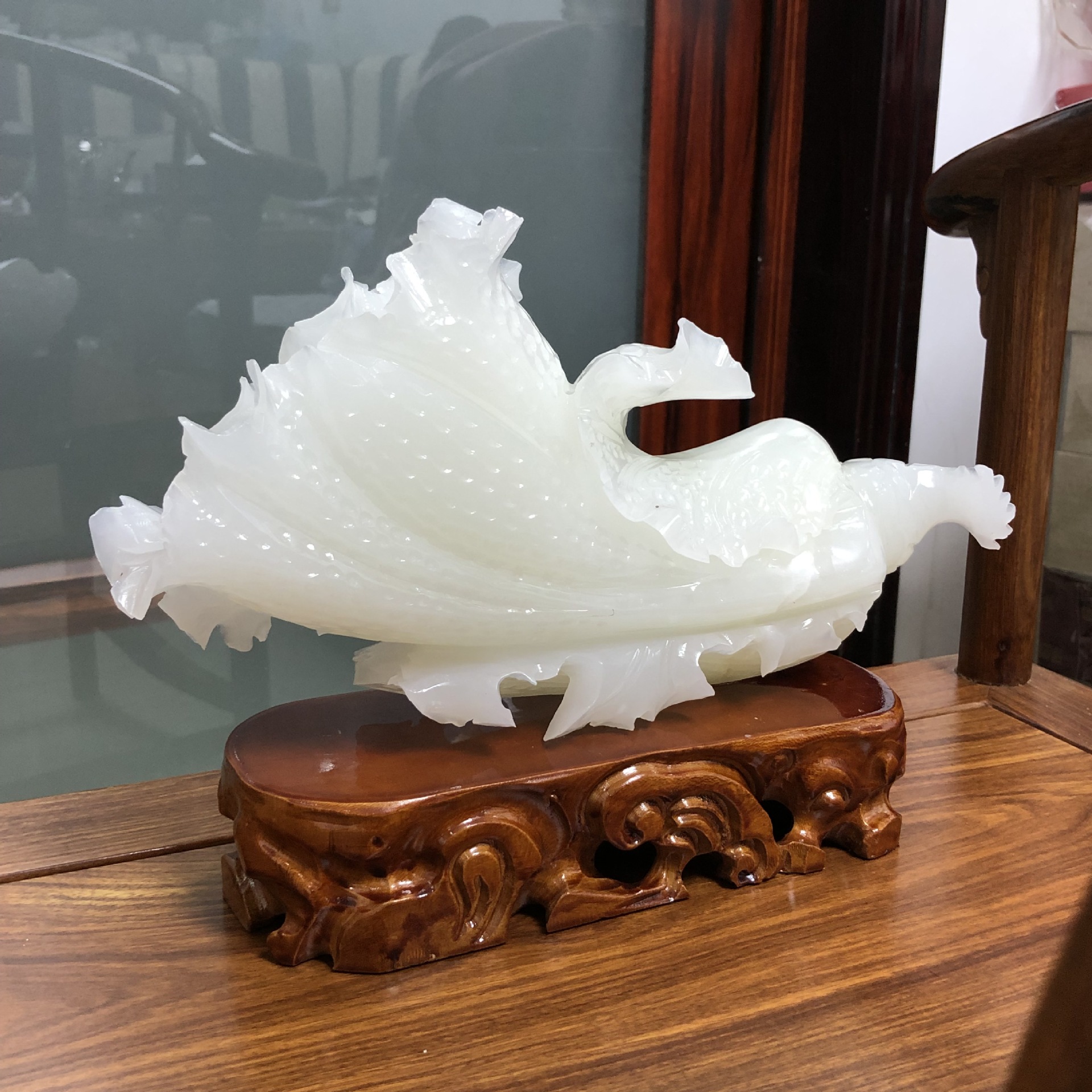真玉批发阿富汗玉白菜玉雕摆件蓝田玉白菜玉石白菜家庭客厅摆件