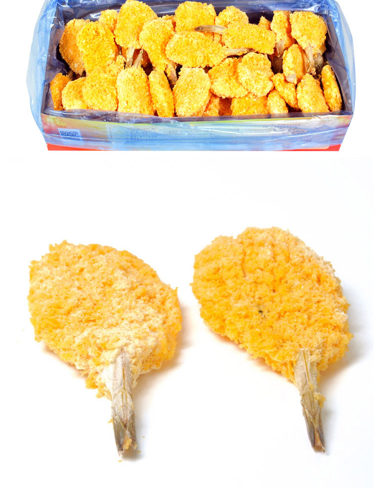 亚洲渔港黄金虾蝴蝶虾 南美白虾冻裹面包屑下午茶半成品 油炸小吃