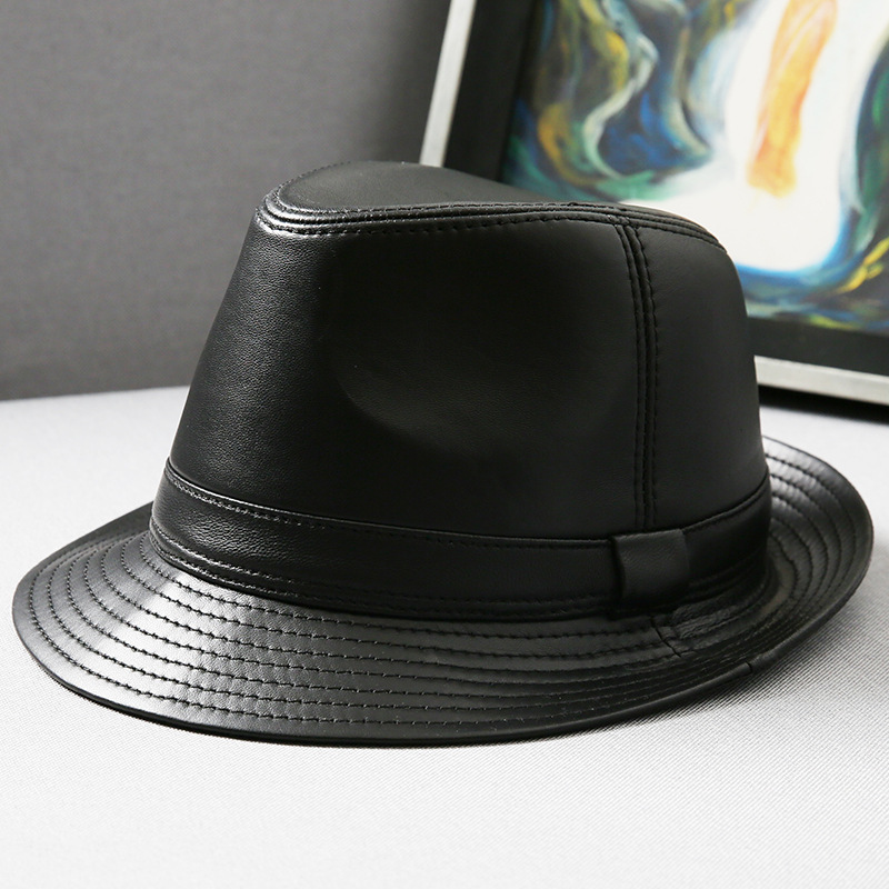 海宁皮帽子秋冬季绵羊皮礼帽男士户外大檐帽大亨帽爵士帽工厂直销