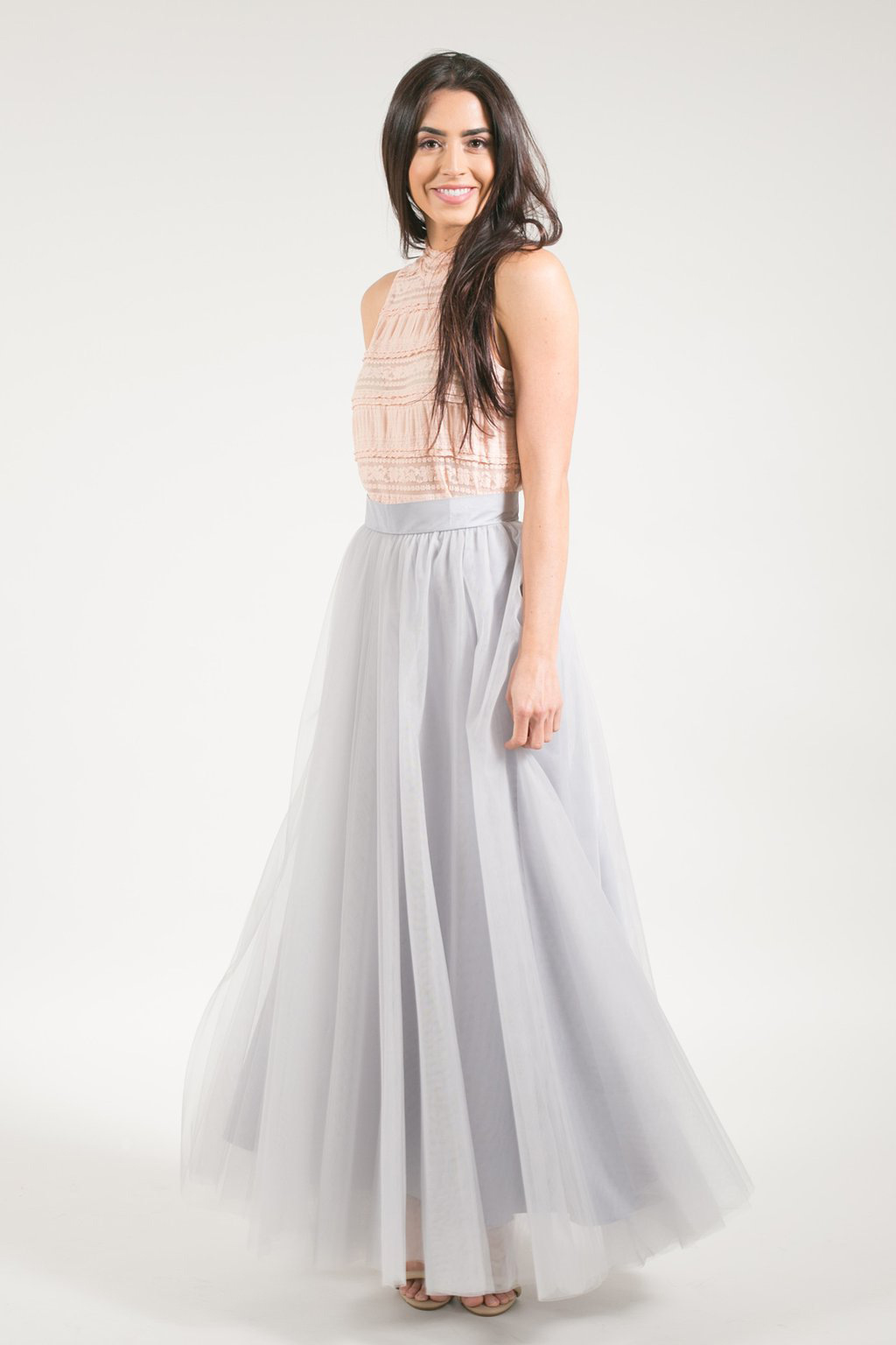 速卖通欧美流行复古网纱绿色柔纱长半身裙伴娘礼服高腰拖地长裙