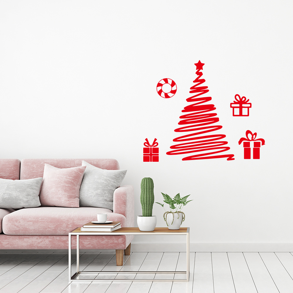 圣诞树一代精雕可移除个性墙贴客厅沙发书房圣诞橱窗背景墙sd024