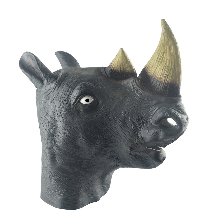 万圣节舞会派对面具节日演出装扮动物面具搪胶犀牛面具动物头套