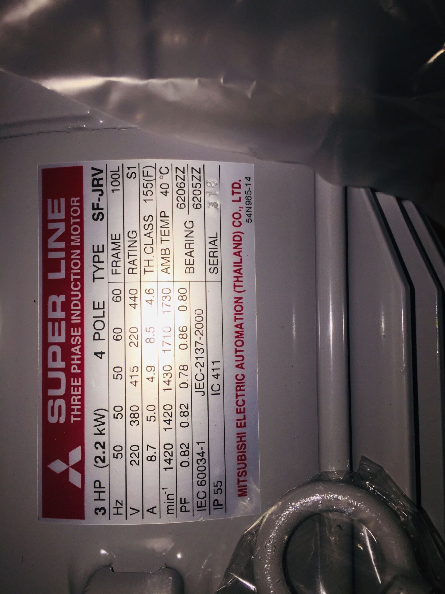 三菱三相异步电机 mitsubishi sf-jrv 2.2kw 2p 4p 6p