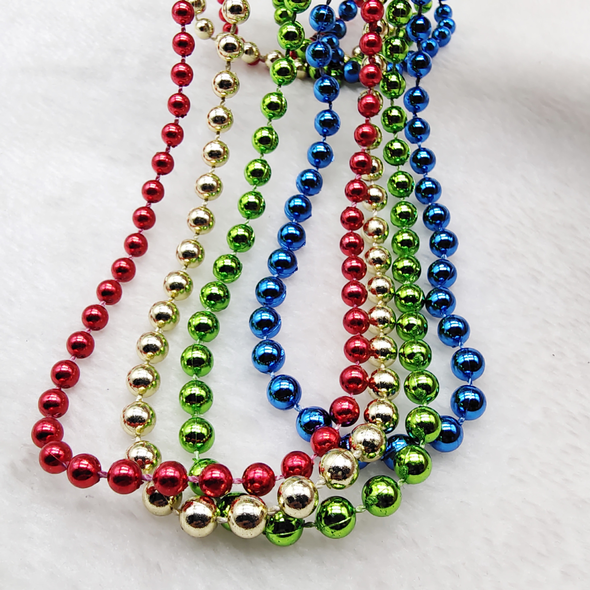 加工定做电镀塑料连线珠彩色塑料珠链圣诞珠链塑料吊牌链子