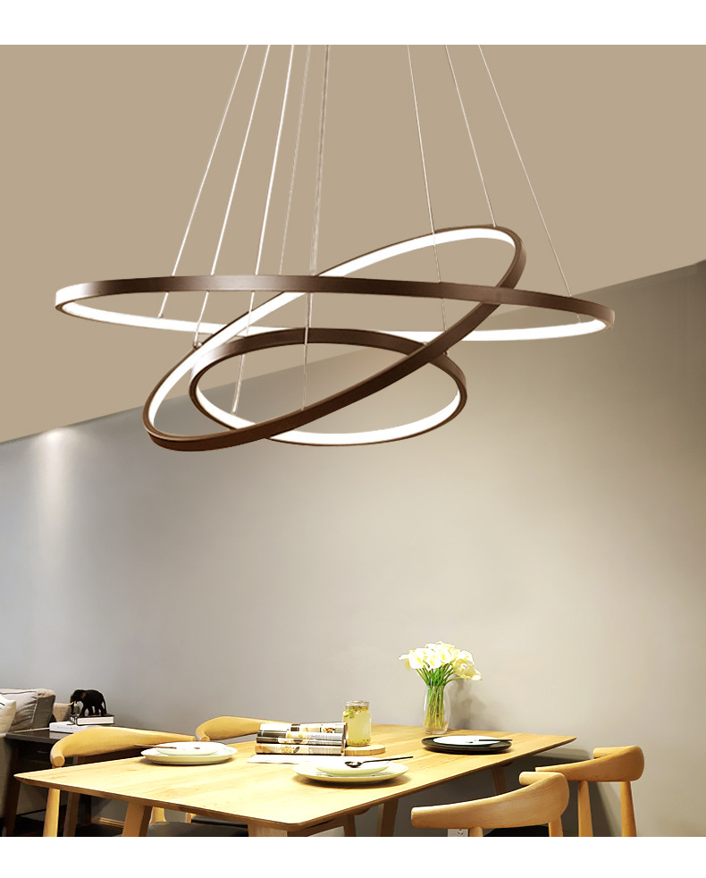 北欧led圆环餐厅吊灯现代简约客厅吧台酒店创意异形艺术铝材灯