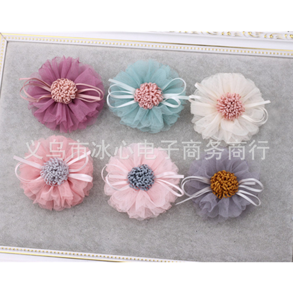 DIY Children's Hair Accessories Korean Mesh Tassel Core Handmade Fabric Flower Clothing Ornament Socks Accessories