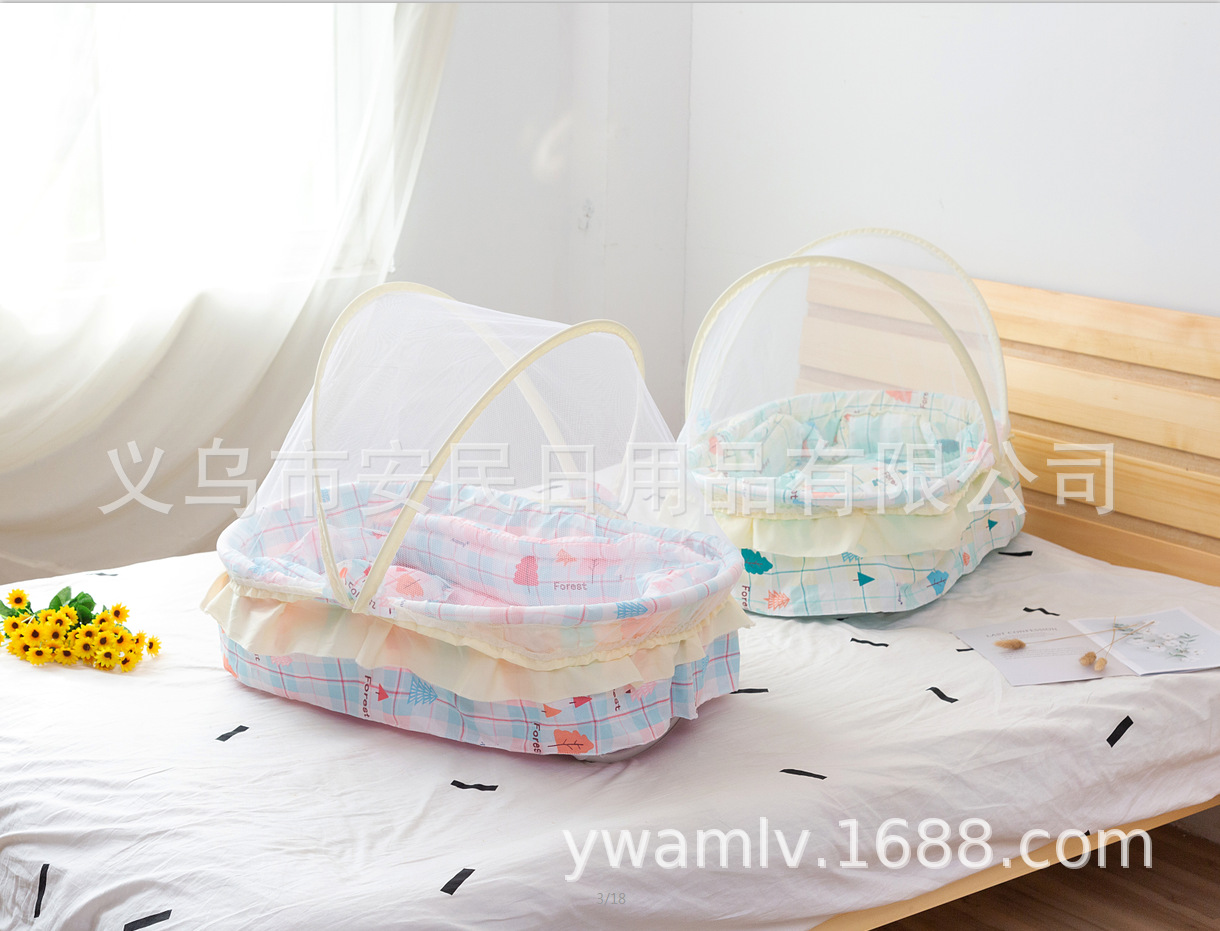 Factory Direct Sales Babies' Mosquito Net Children's Baby Cradle Bed Mosquito Net with Mattress Pillow Bracket Mosquito Net Bed Mosquito Net