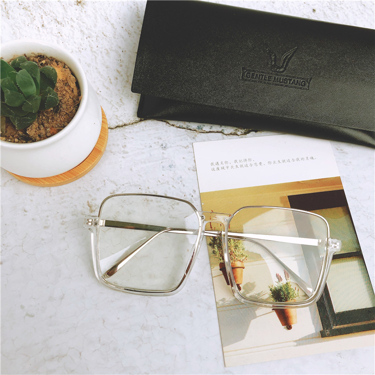 复古大框潮搭眼镜女潮下半框方形圆宽脸造型眼镜可配近视眼镜框架