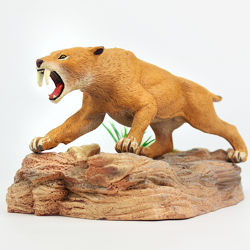 跨境热销仿真野生动物模型剑齿虎模型实心塑料儿童玩具摆件礼物