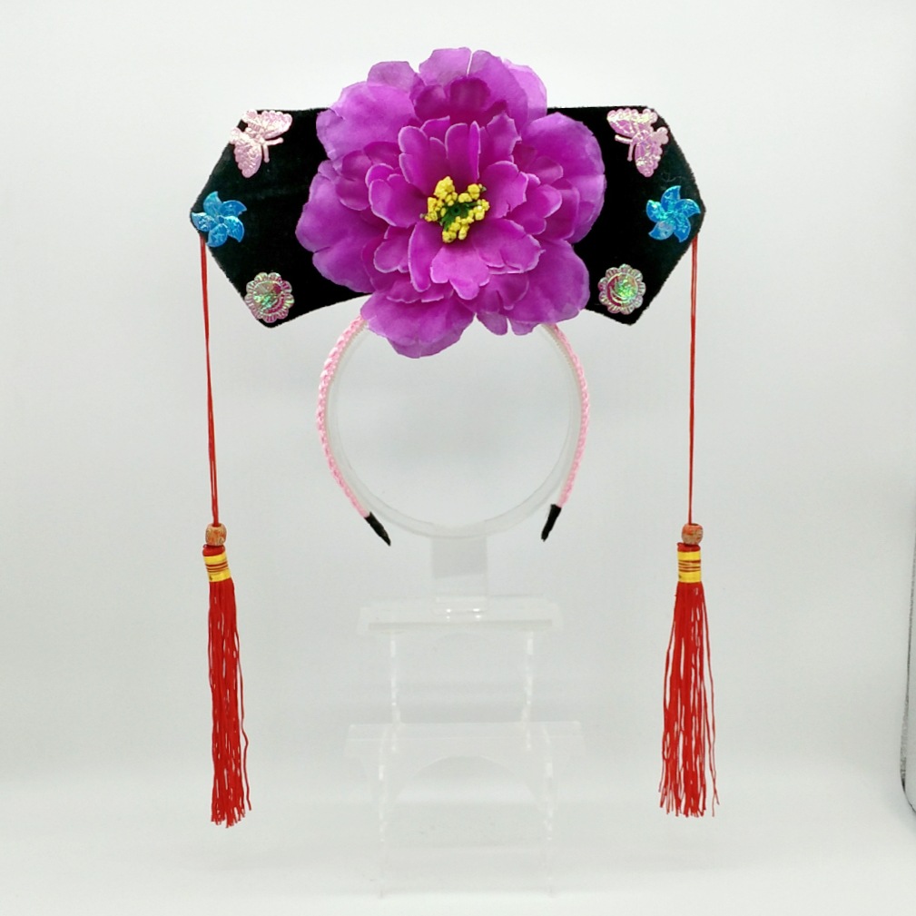 格格帽 儿童古装头饰 满族格格头饰旗头清朝发箍女童古代帽道具