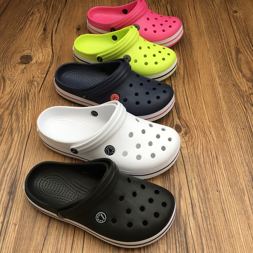 罗敷洞洞鞋经典情侣款纯色贴边大头鞋海沙滩凉拖鞋休闲花园鞋防滑