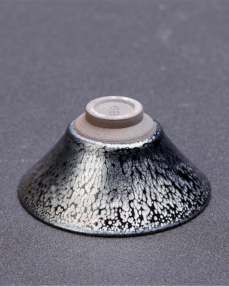 名家盏纯手工斗笠建阳茶杯建窑铁胎油滴建盏杯茶具主人杯天目茶盏