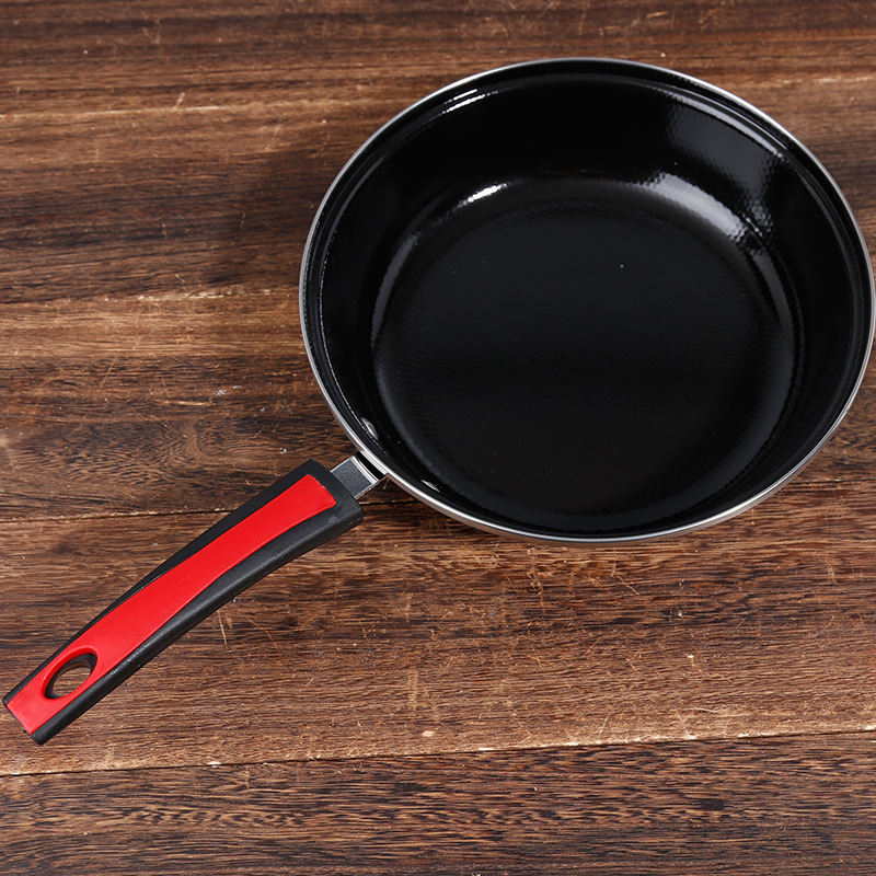 厂家定制锅具搪瓷平底锅家用不粘煎锅26cm28cm30cm单柄不粘煎锅盘