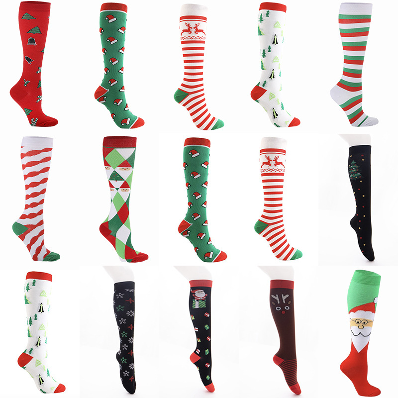 stockings 200-pin christmas pressure stockings foreign trade men‘s and women‘s casual nylon high elastic socks wholesale customized