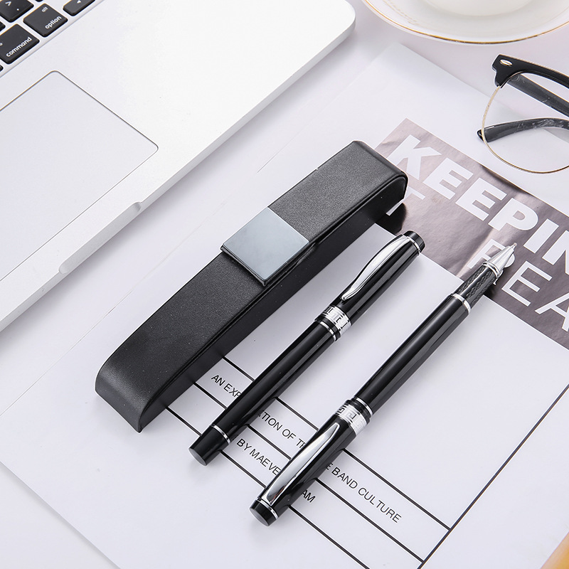 Black Insert Business Metal Ball Point Pen Gel Pen Steel Rod Metal Roller Pen Office Laser Logo