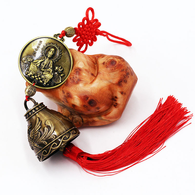 批发中国结铜风铃车挂双鱼手工八卦风铃 铃铛电镀金属挂件饰品