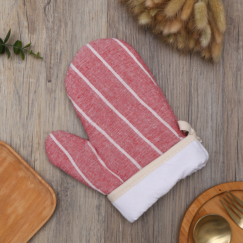 跨境棉麻手套北欧风隔热手套防滑耐高温微波炉手套厨房烤箱手套